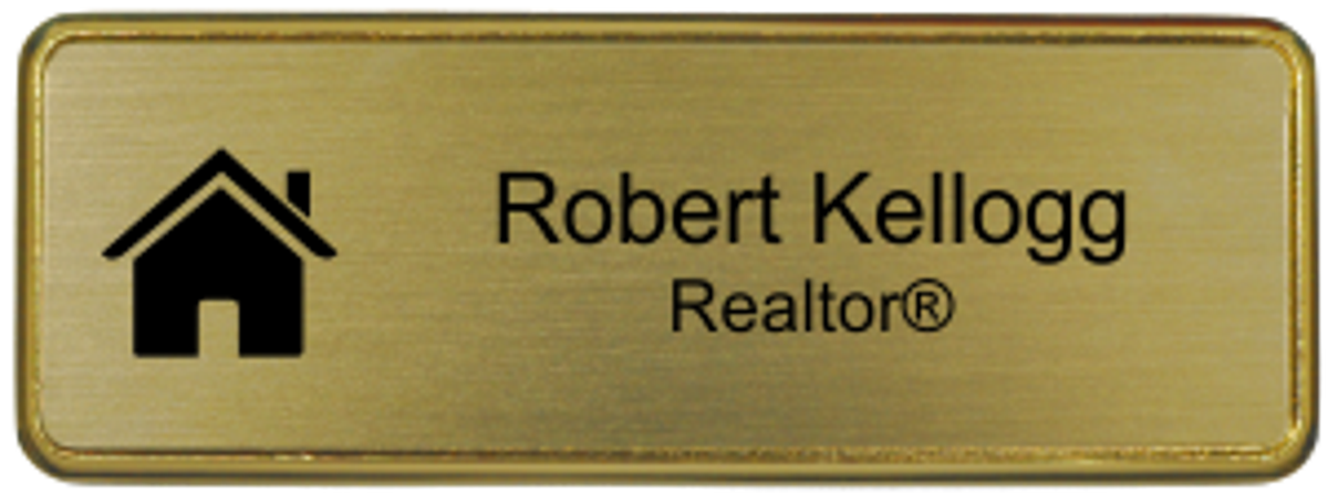 Real Estate Small Rectangular Name Badge w/ Premier Holder