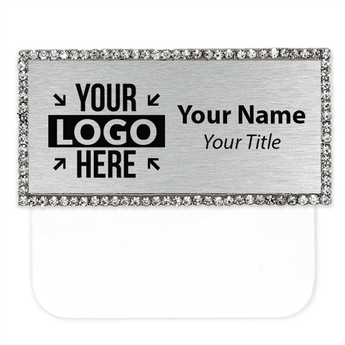 Engraved Bling Rhinestone Pocket Badge - 1.5" x 3"