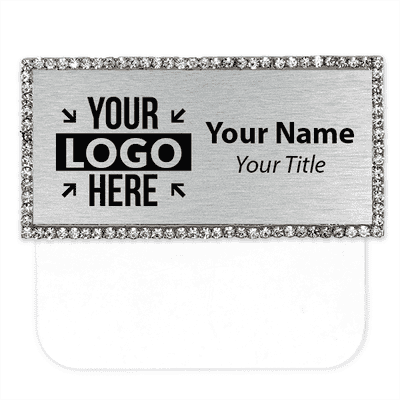 Engraved Bling Rhinestone Pocket Badge - 1.5" x 3"
