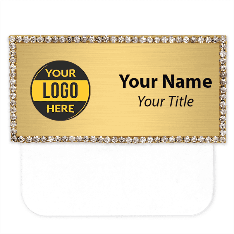 Full Color Bling Rhinestone Pocket Badge - 1.5" x 3"