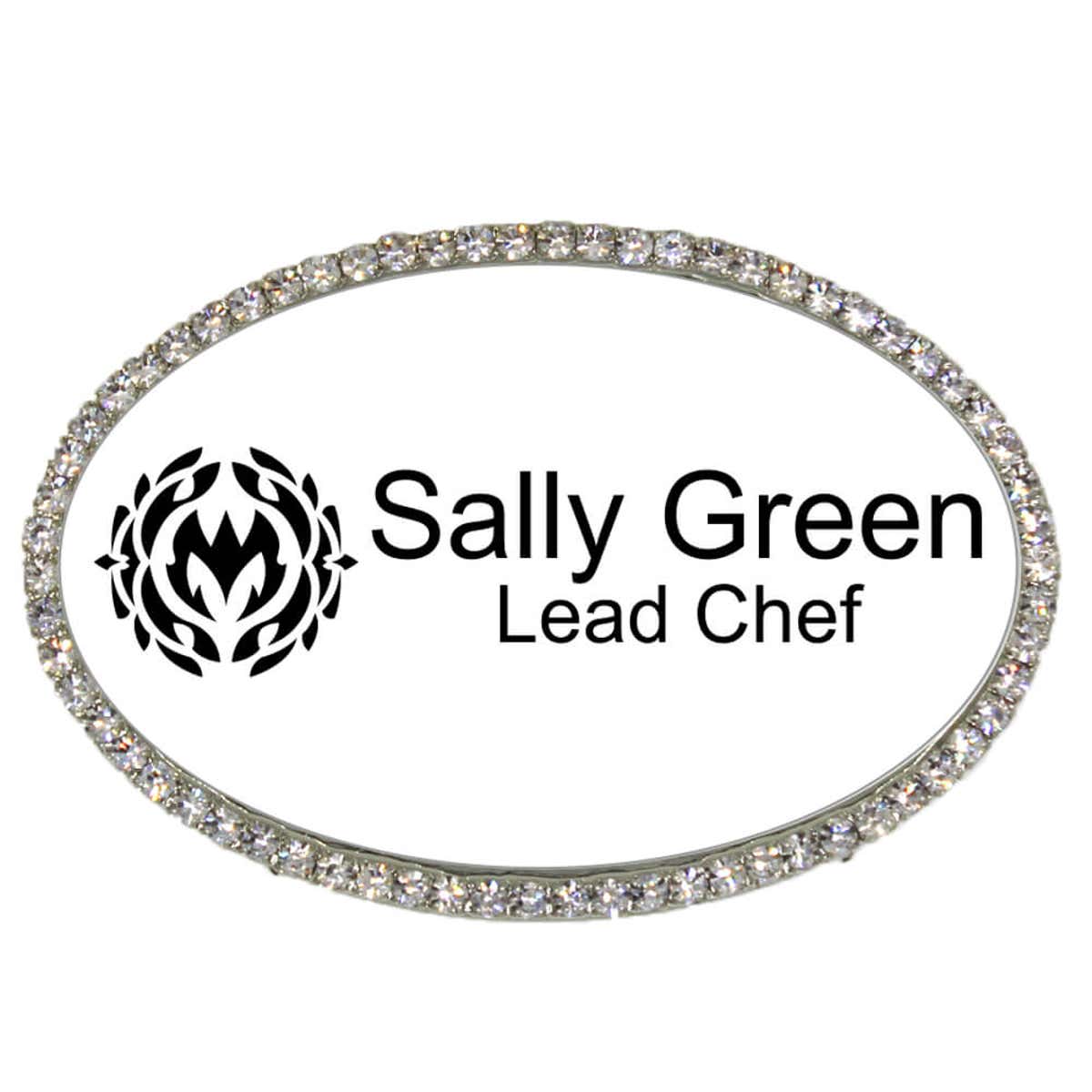 Rhinestone Waitstaff Oval Name Tag