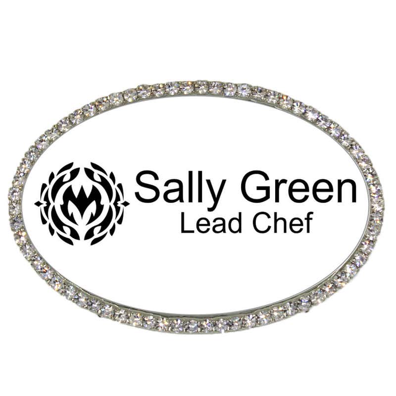 Rhinestone Waitstaff Oval Name Tag