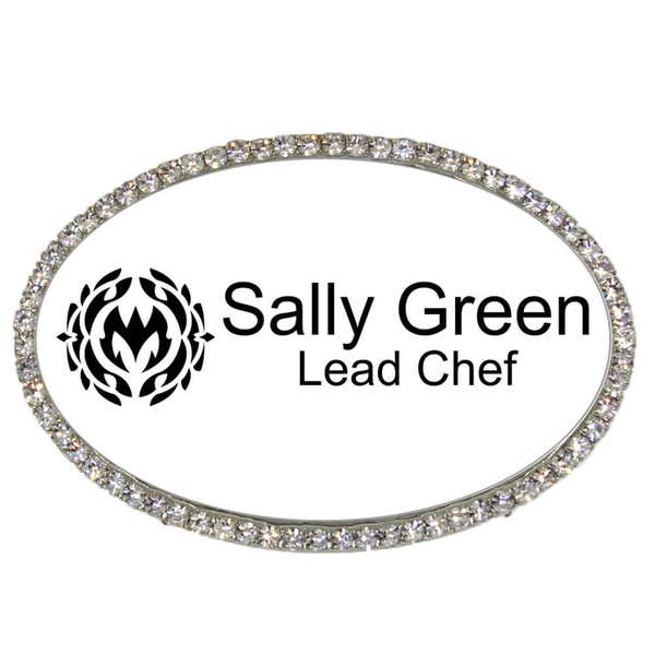 Rhinestone Waitstaff Oval Name Tag