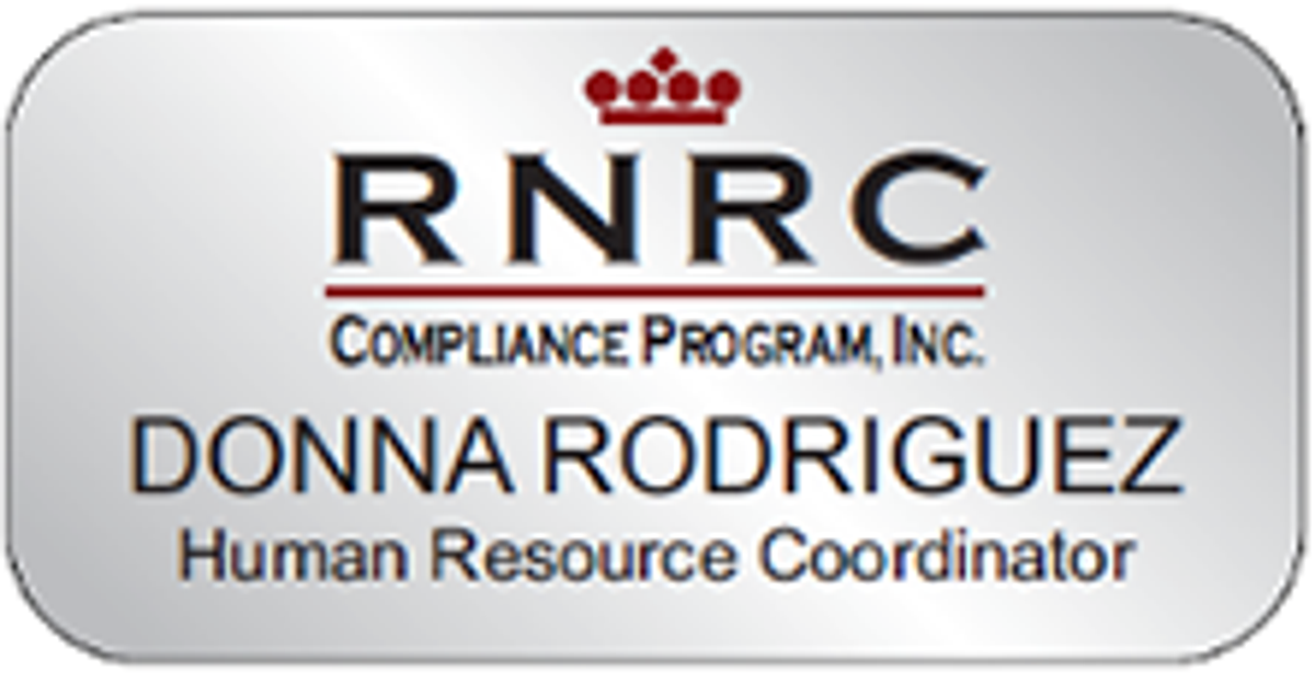 Regency - K&L RNRC - CP - Brushed Silver/Black Name Badge