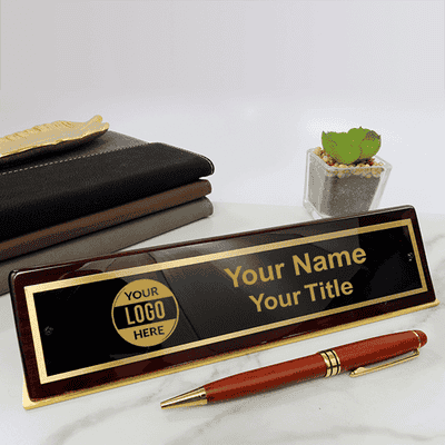 High-Gloss Custom Desk Wedge with Script Font - alternate view