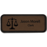 Scales of Justice Frame Leatherette Lawyer Name Tag