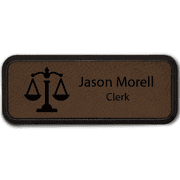 Scales of Justice Frame Leatherette Lawyer Name Tag