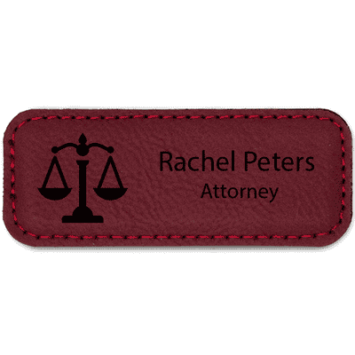 Scales of Justice Leatherette Law Office Name Tag
