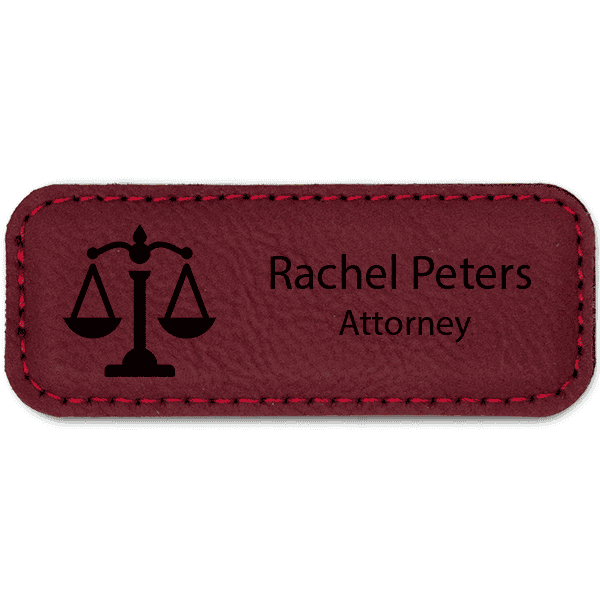 Scales of Justice Leatherette Lawyer Name Tag