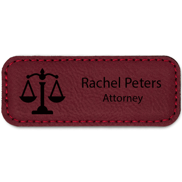 Scales of Justice Leatherette Lawyer Name Tag