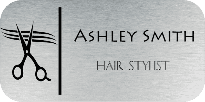 Scissors Hair Salon 2 Line Rectangle Boutique Name Tag