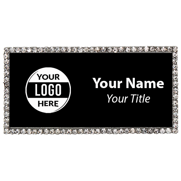 Silver & Black Bling Name Tag