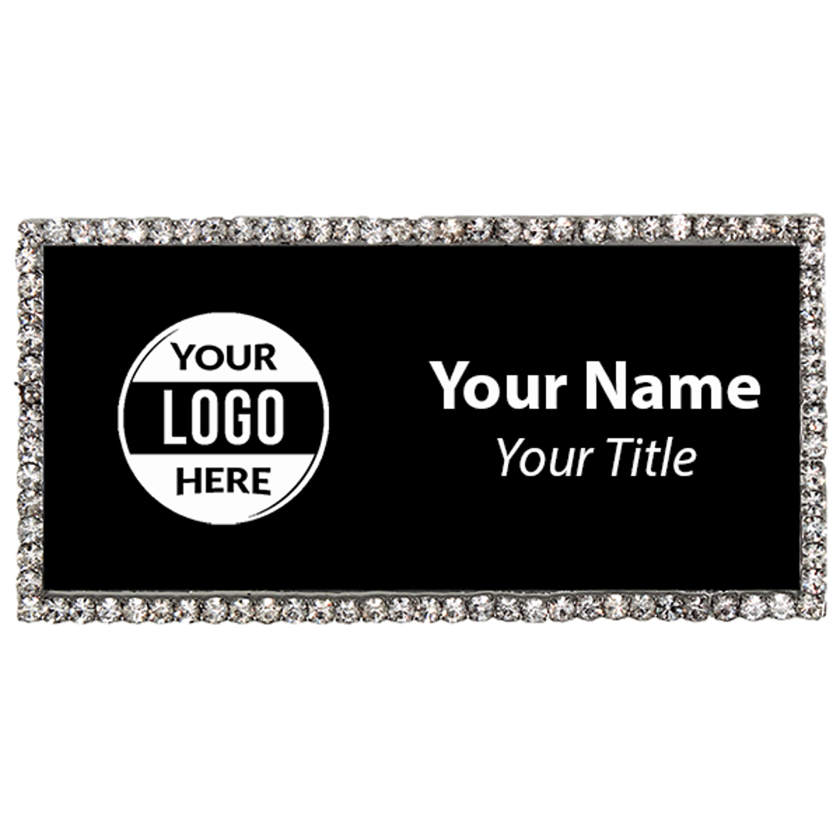 Silver & Black Bling Name Tag