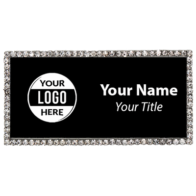 Silver & Black Bling Name Tag