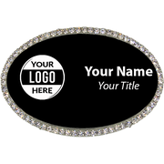 Engraved Oval Bling Name Tag