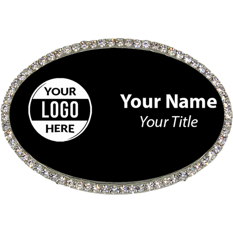 Engraved Oval Bling Name Tag