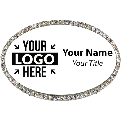 Silver Frame Engraved Oval Name Tag