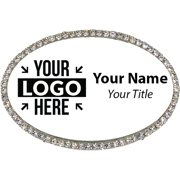 Silver Frame Engraved Oval Name Tag
