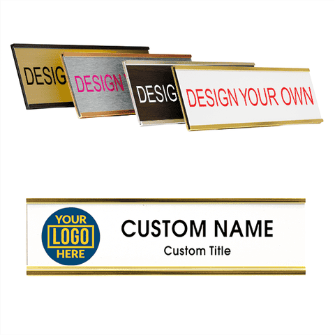 Custom 2" x 8" Full Color Wall Plate with Holder - Left Logo Office Door Sign