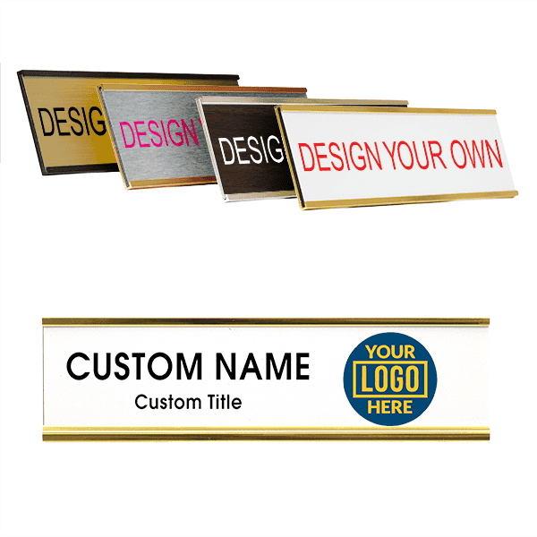 Custom Right Logo Full-Color Wall Plate with Holder, 2" x 8"