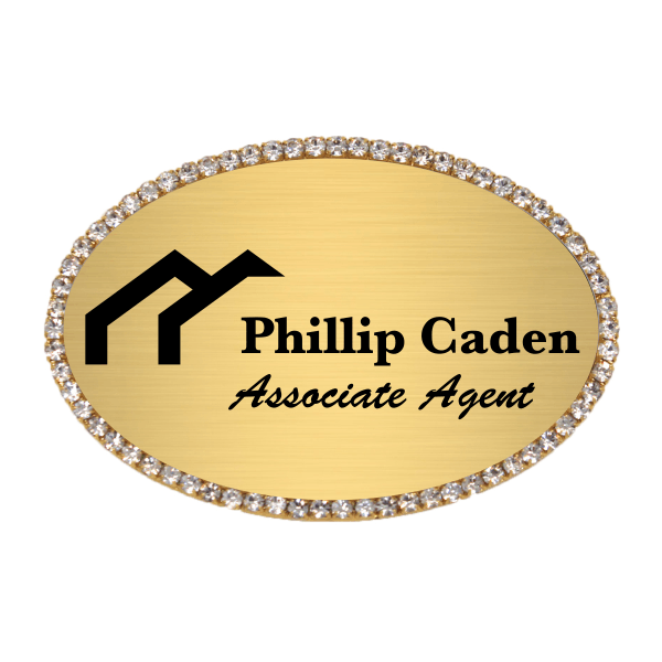 Sparkle Real Estate Engraved Oval Name Tag