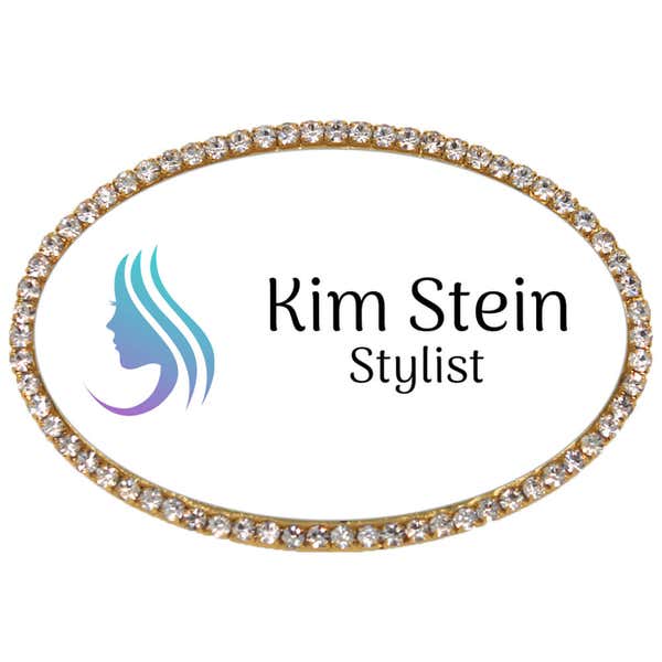 Sparkly Hair Stylist Oval Name Tag