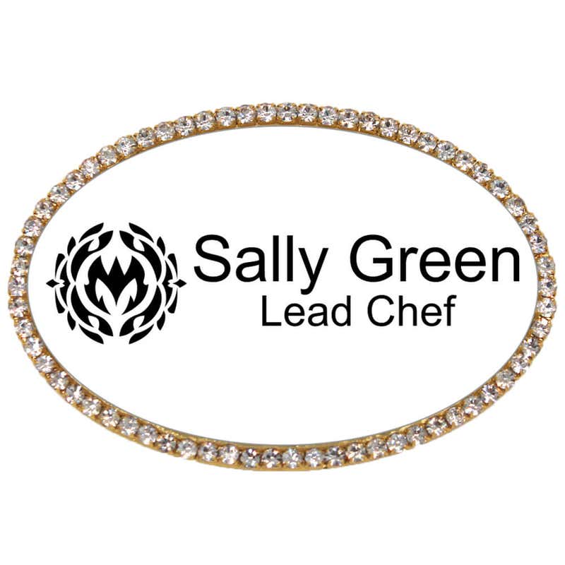 Sparkly Waitstaff Oval Name Tag