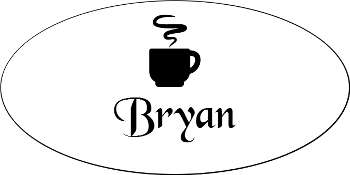 Steaming Coffee Cup Oval Coffee Shop Name Tag
