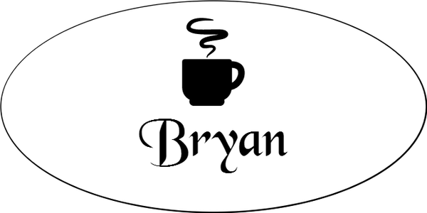 Coffee Cup Oval Name Tag