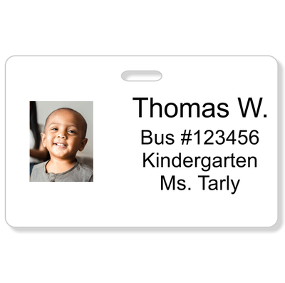 Student Bus Number Horizontal Photo ID Card