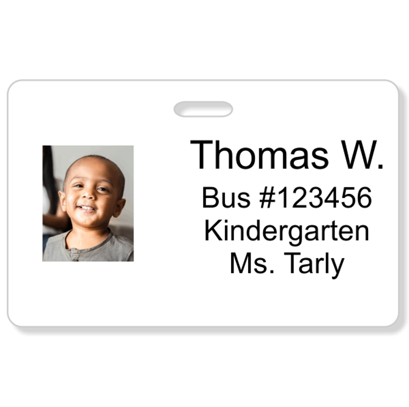 Student Bus Number Horizontal Photo ID Card
