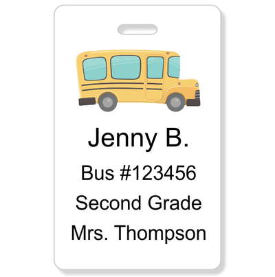 Student Bus Number Vertical ID Card