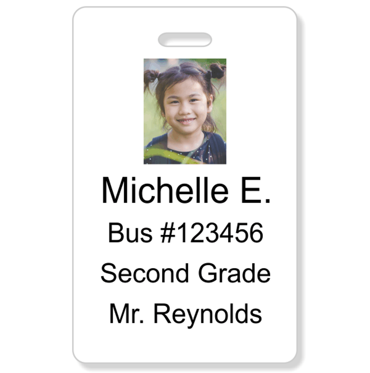 Student Bus Number Vertical Photo ID Card