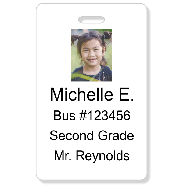 Student Bus Number Vertical Photo ID Card
