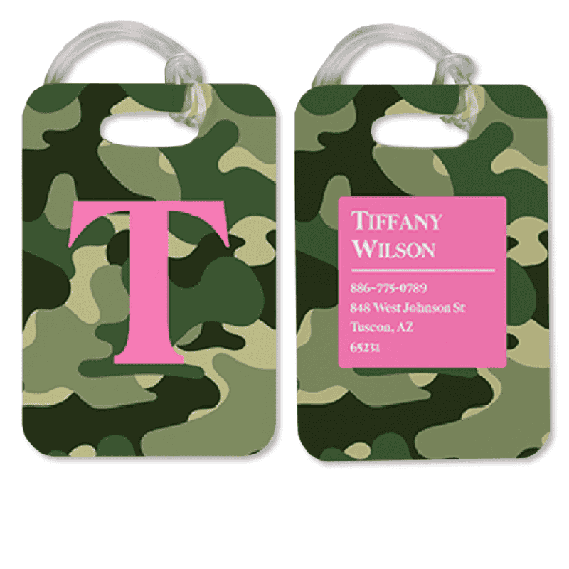 Camouflage Pattern Monogram Luggage Tag