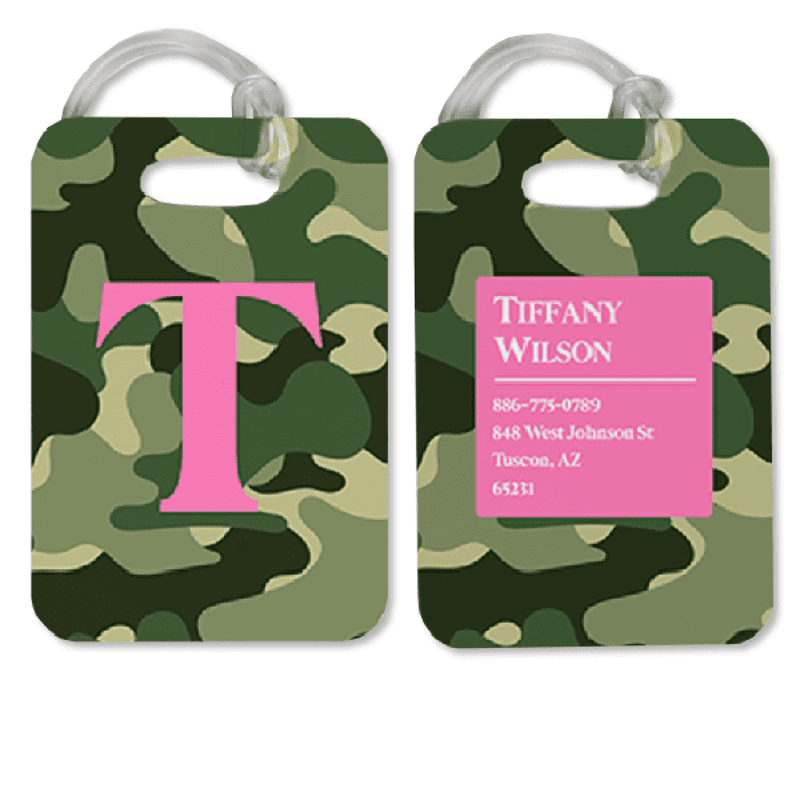 Camouflage Pattern Monogram Luggage Tag
