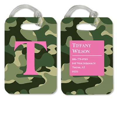 Camouflage Pattern Monogram Luggage Tag