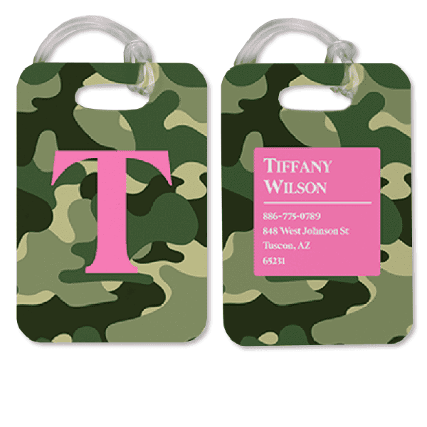 Camouflage Pattern Monogram Luggage Tag
