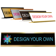 2" x 8" Full Color Desk Plate with Holder