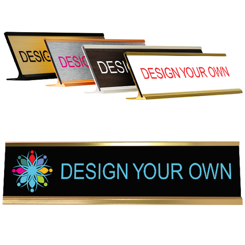 2" x 8" Full Color Desk Plate with Holder