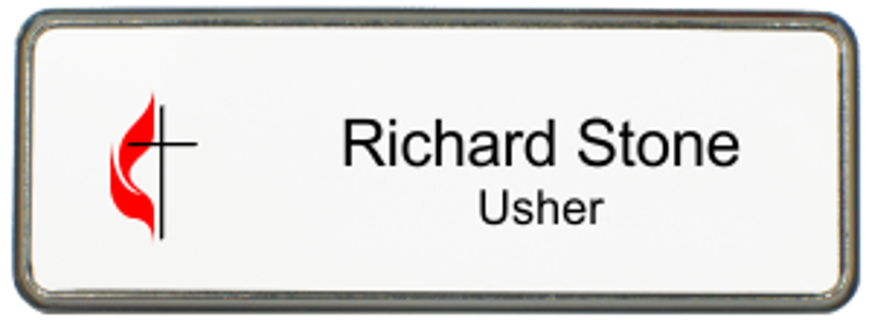 United Methodist Church Small Name Badge w/ Premier Frame