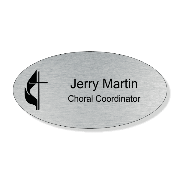 United Methodist Engraved Oval Name Tag 