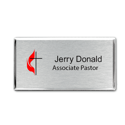 United Methodist Full Color Executive Name Tag - Large Rectangle