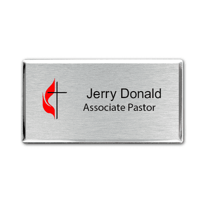 United Methodist Full Color Executive Name Tag - Large Rectangle