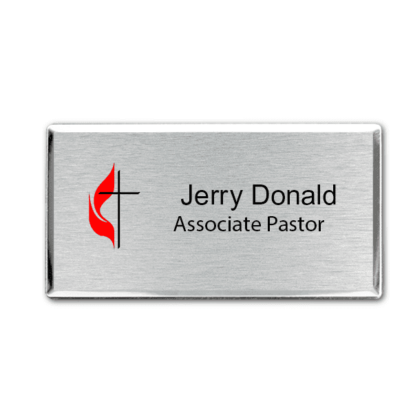 United Methodist Full Color Executive Large Rectangle Name Tag