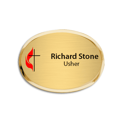United Methodist Full Color Executive Name Tag - Oval