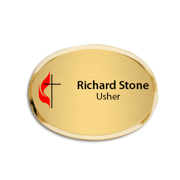 United Methodist Full Color Executive Name Tag - Oval