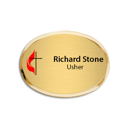 United Methodist Full Color Executive Name Tag - Oval