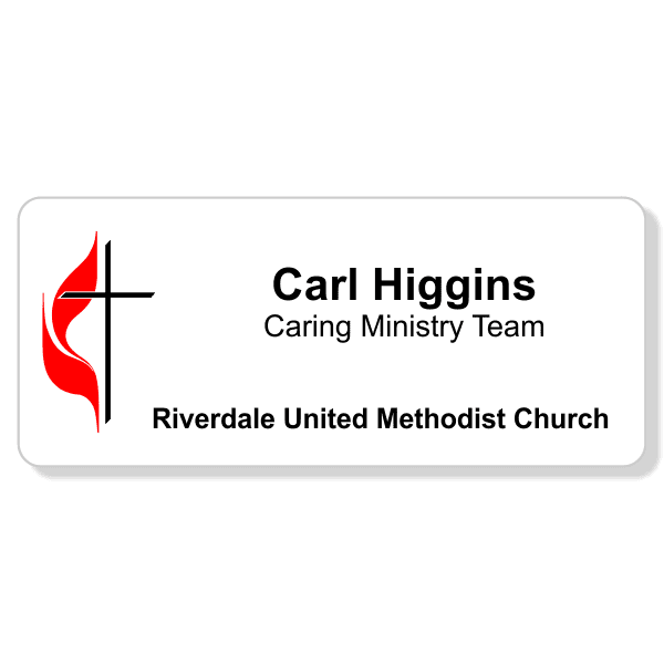 United Methodist Full Color Large Rectangle Name Tag 