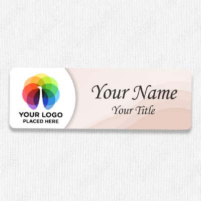 1" x 3" UV Printed Full Color Upload Your Logo Name Tag on Neutral Colored Pastel Wave Background - alternate view